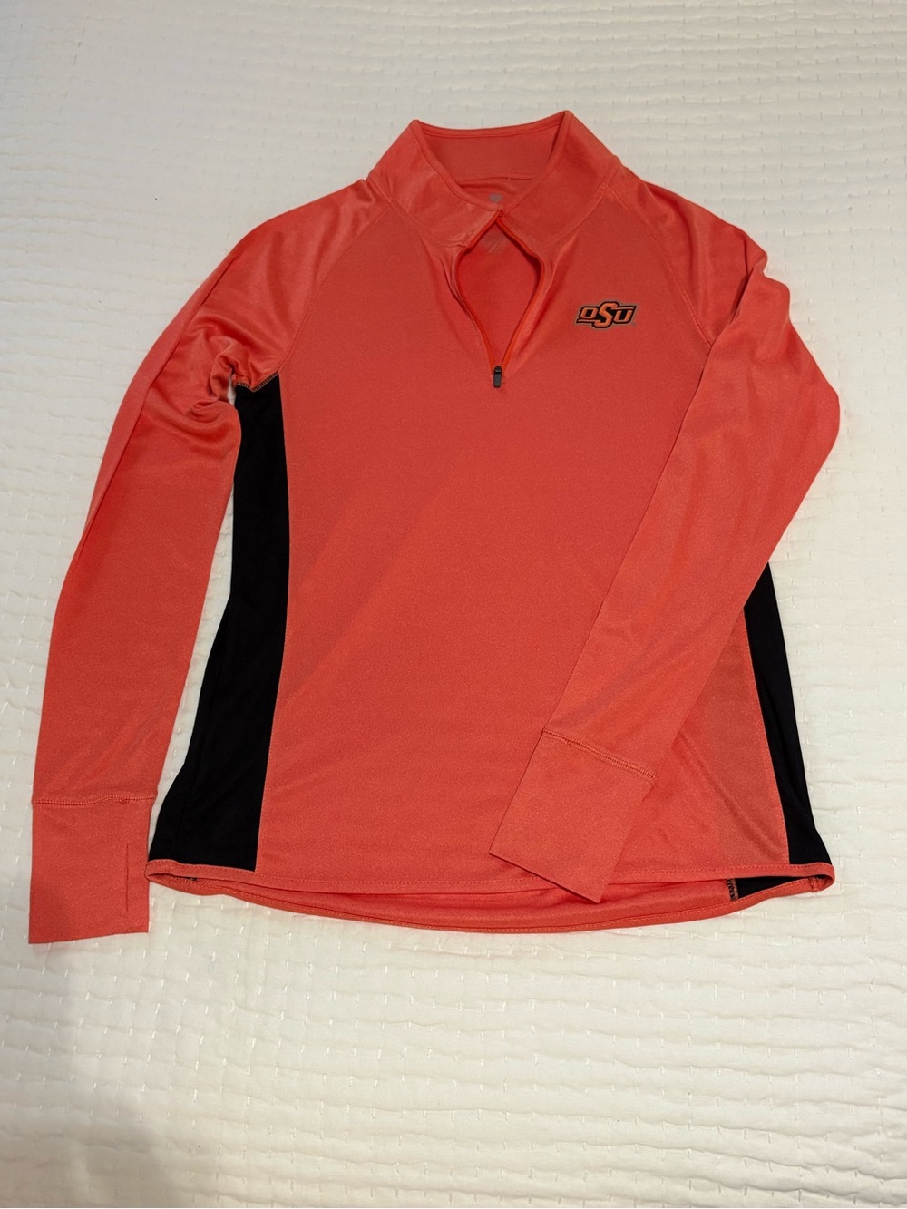 Women’s OK State Quarter-Zip Pullover with Black Side Panels